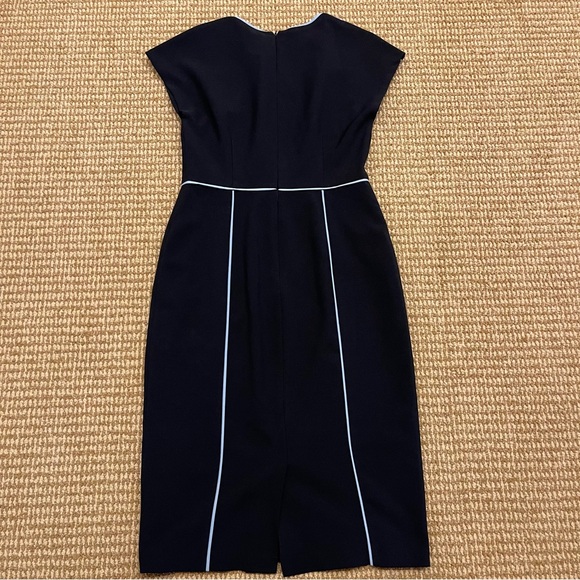 Maggy London Navy Blue Knee Length Shift Dress Contrast Piping 6 - Picture 7 of 7